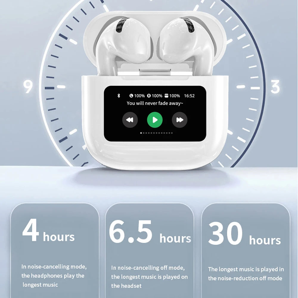 A12 Pro ENC Noise Cancellation Earphone TWS Wireless Earbuds with Touch Control LCD Screen Equalizer Super Bass Premium Sound