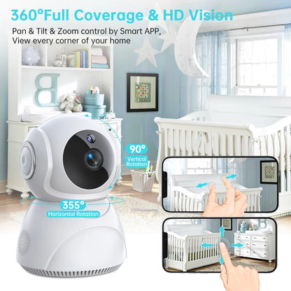 2K Indoor Security Camera for Baby Monitor, Dog Camera with Motion Detection, 2-Way Audio & Night Vision, Wifi Nanny Camera with Safety Alerts, Cloud & SD Card Storage