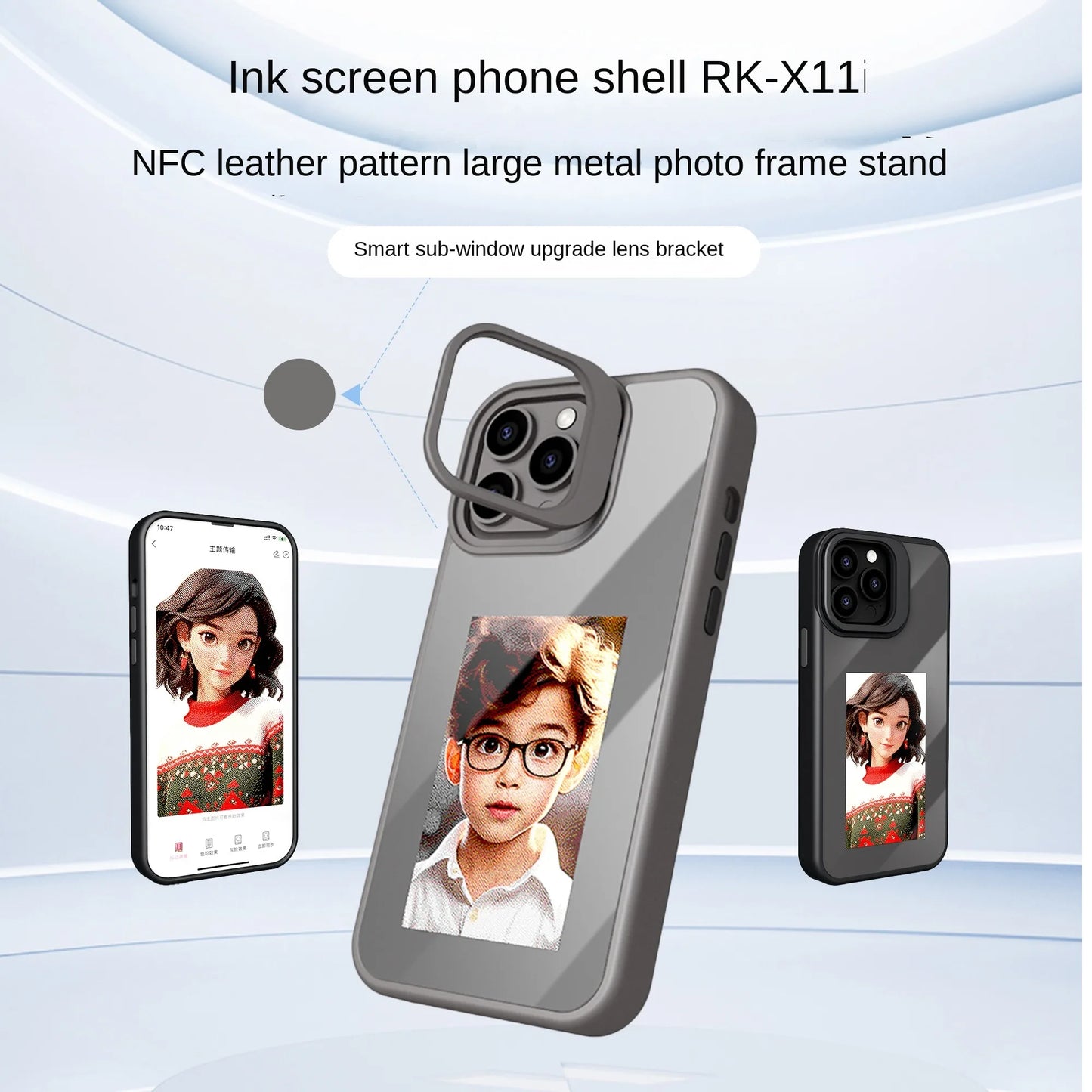 Luxurious Upgraded NFC DIY Photo Ink Phone Case for 13 Case 15 16 Pro Max Bluetooth Screen Protector Protection Bracket